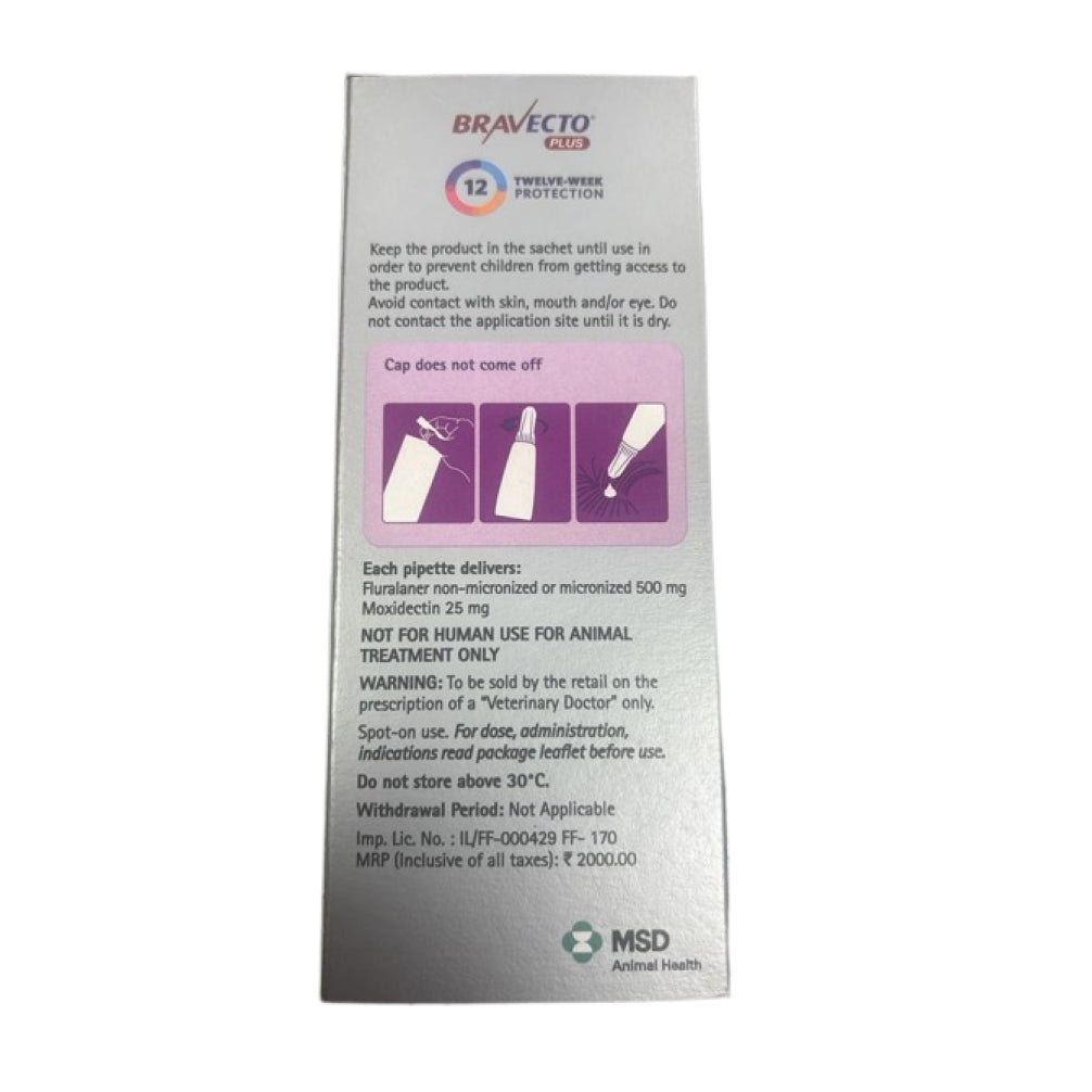 MSD Animal Health Bravecto 500mg (Fluralaner) Spot On for Large Cats (1 tube)