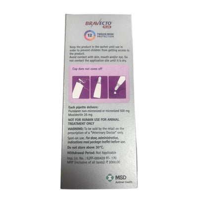 MSD Animal Health Bravecto 500mg (Fluralaner) Spot On for Large Cats (1 tube)