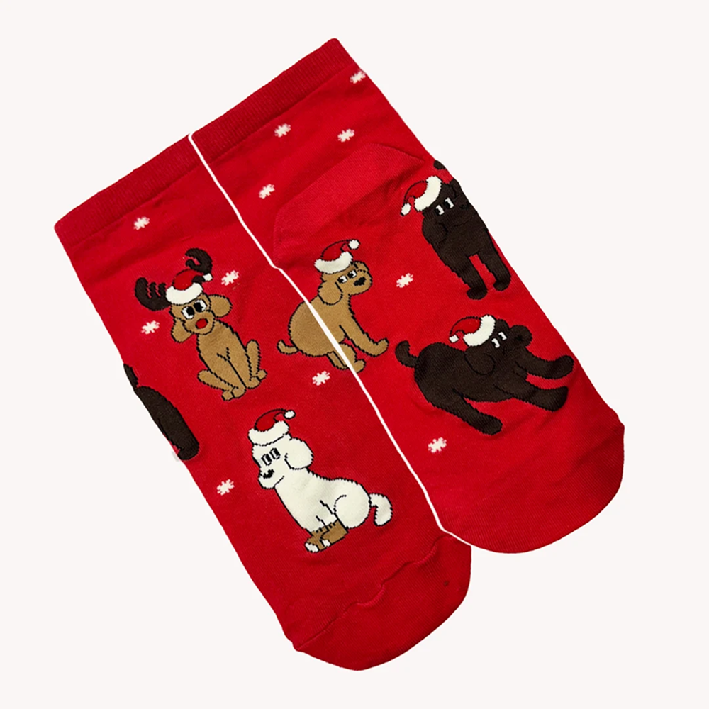thePack Dog Themed Ankle Length Socks (Red)