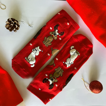 thePack Dog Themed Ankle Length Socks (Red)