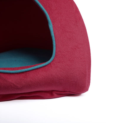 Skatrs Cozy House for Cats, Kittens and Small Dogs (Red and Teal Blue)
