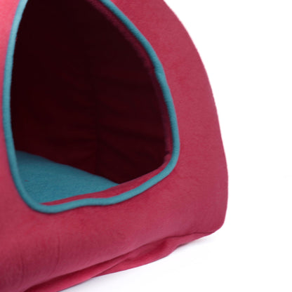 Skatrs Cozy House for Cats, Kittens and Small Dogs (Red and Teal Blue)