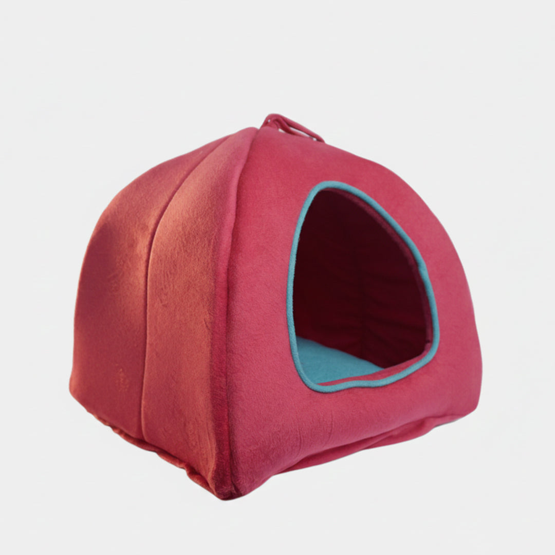 Skatrs Cozy House for Cats, Kittens and Small Dogs (Red and Teal Blue)