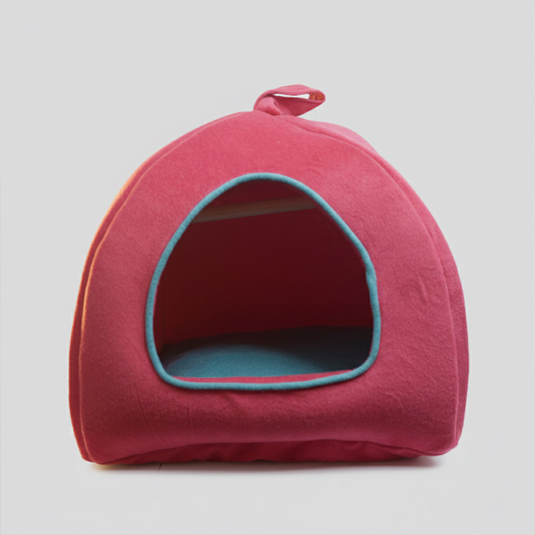 Skatrs Cozy House for Cats, Kittens and Small Dogs (Red and Teal Blue)