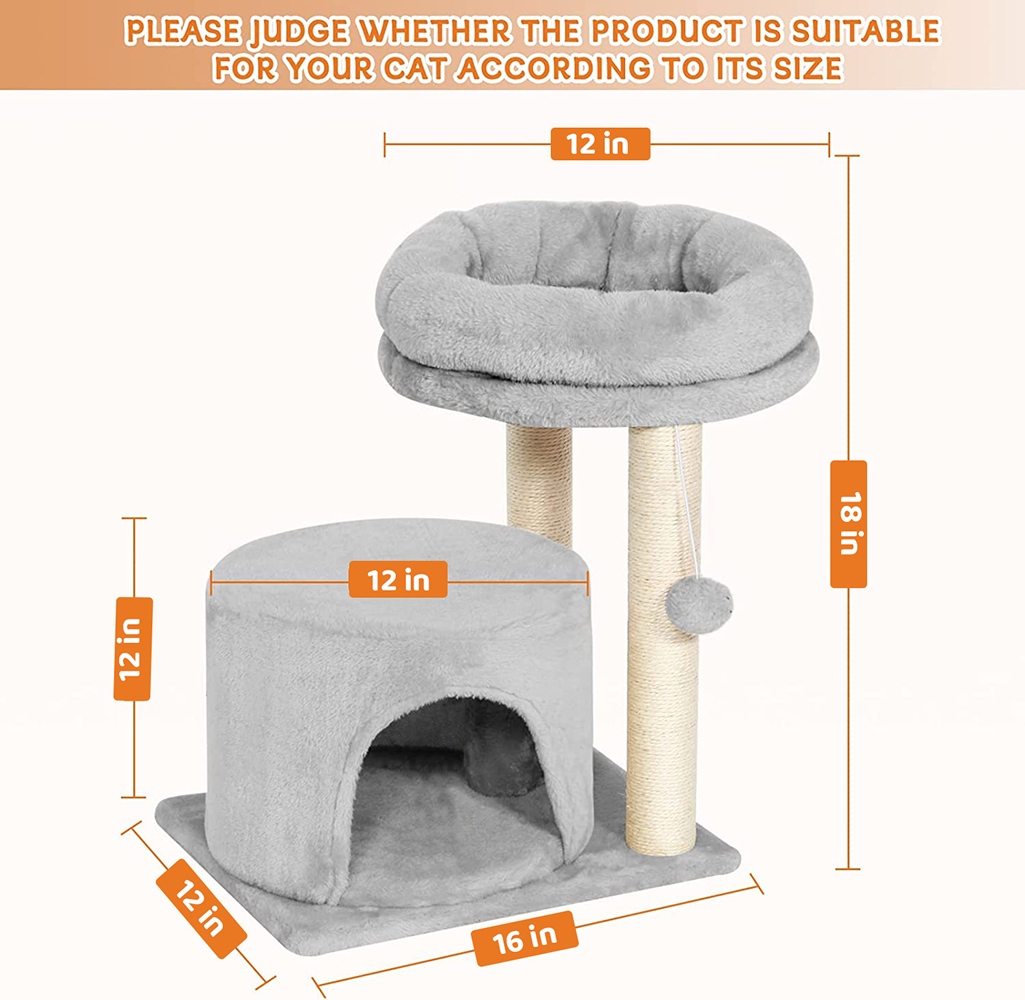 Furrlovers Tree with Condo & Elevated Perch for Cats (Grey)