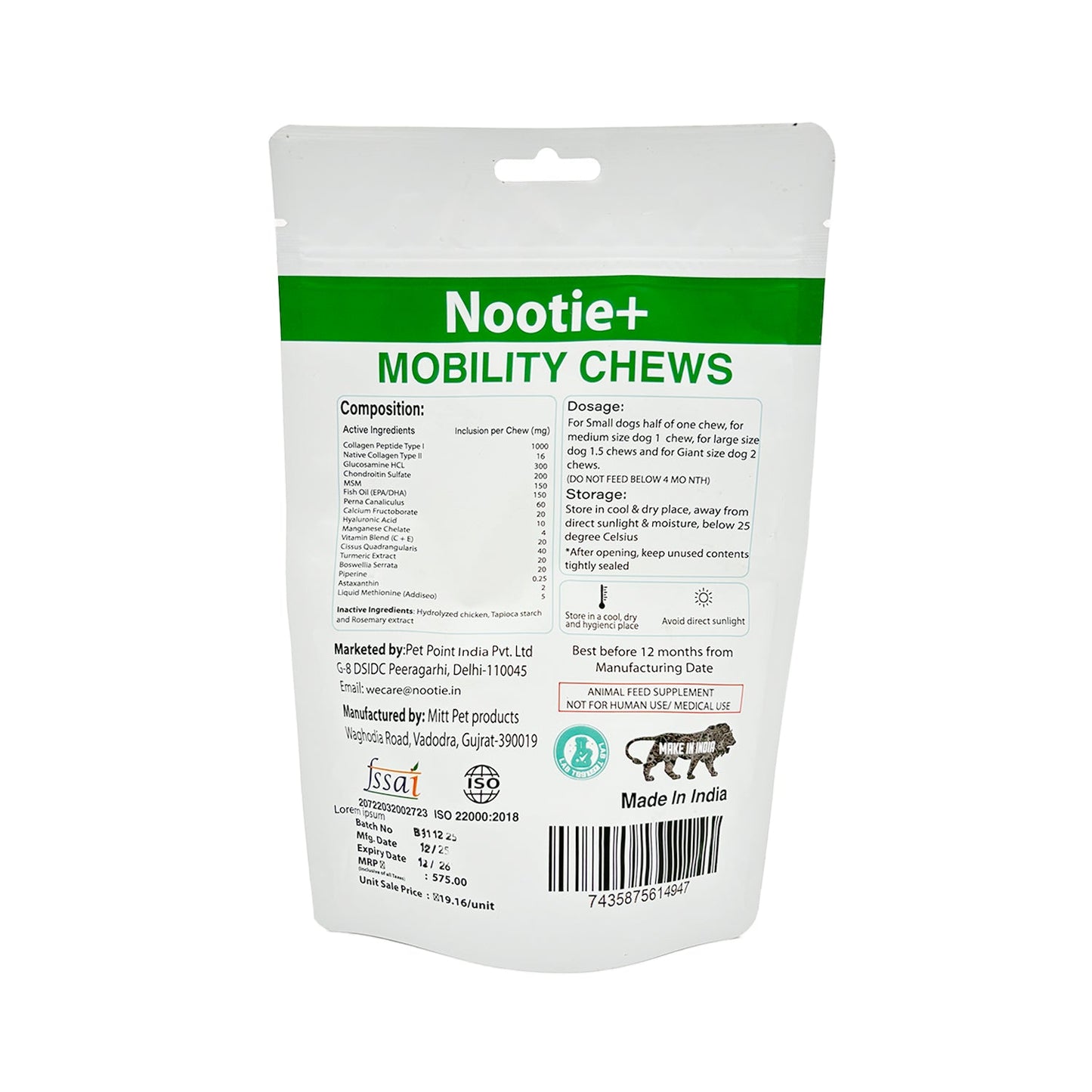Nootie+ Joint & Bone Mobility Chews Supplement for Dogs