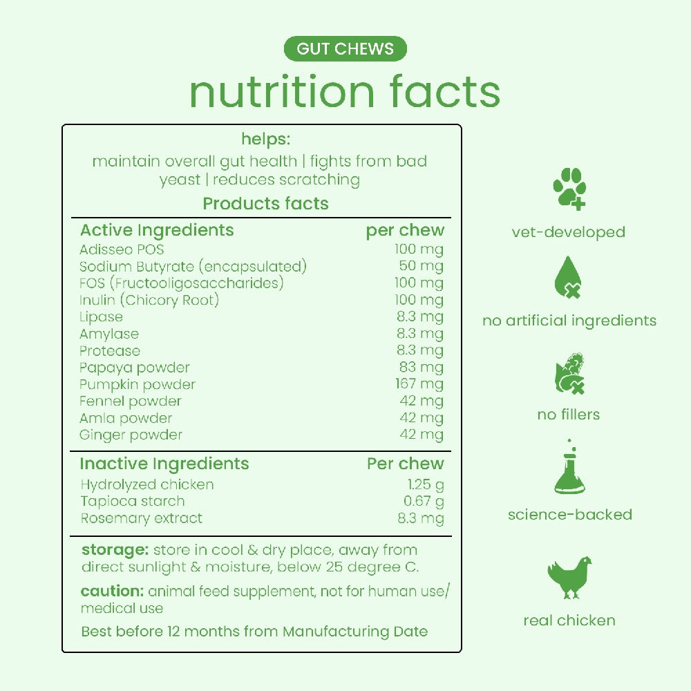 Nootie+ Digestive & Probiotic Gut Chew Supplement for Dogs