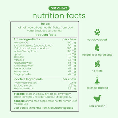 Nootie+ Digestive & Probiotic Gut Chew Supplement for Dogs