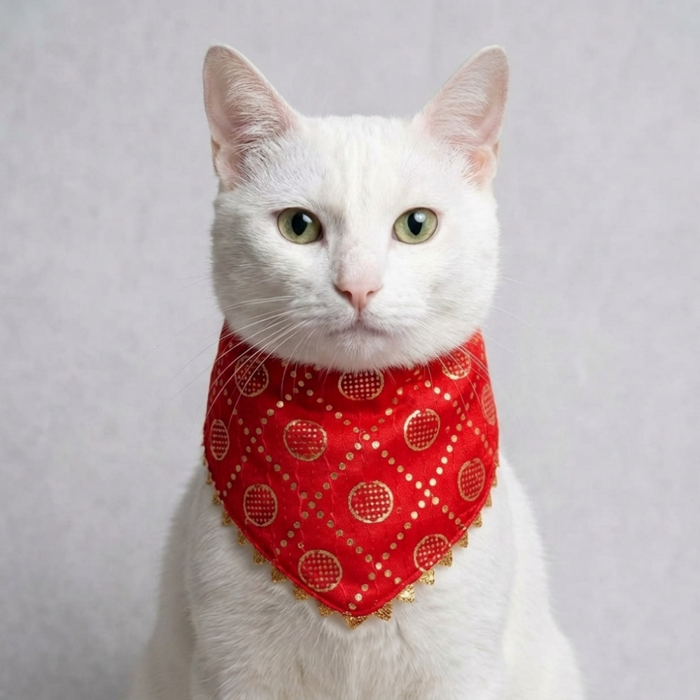 Skatrs Ethnic Bandana for Cats (Red)