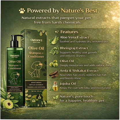 Chelsea’s Body Care Olive Oil Shampoo + Conditioner for Dogs & Cats