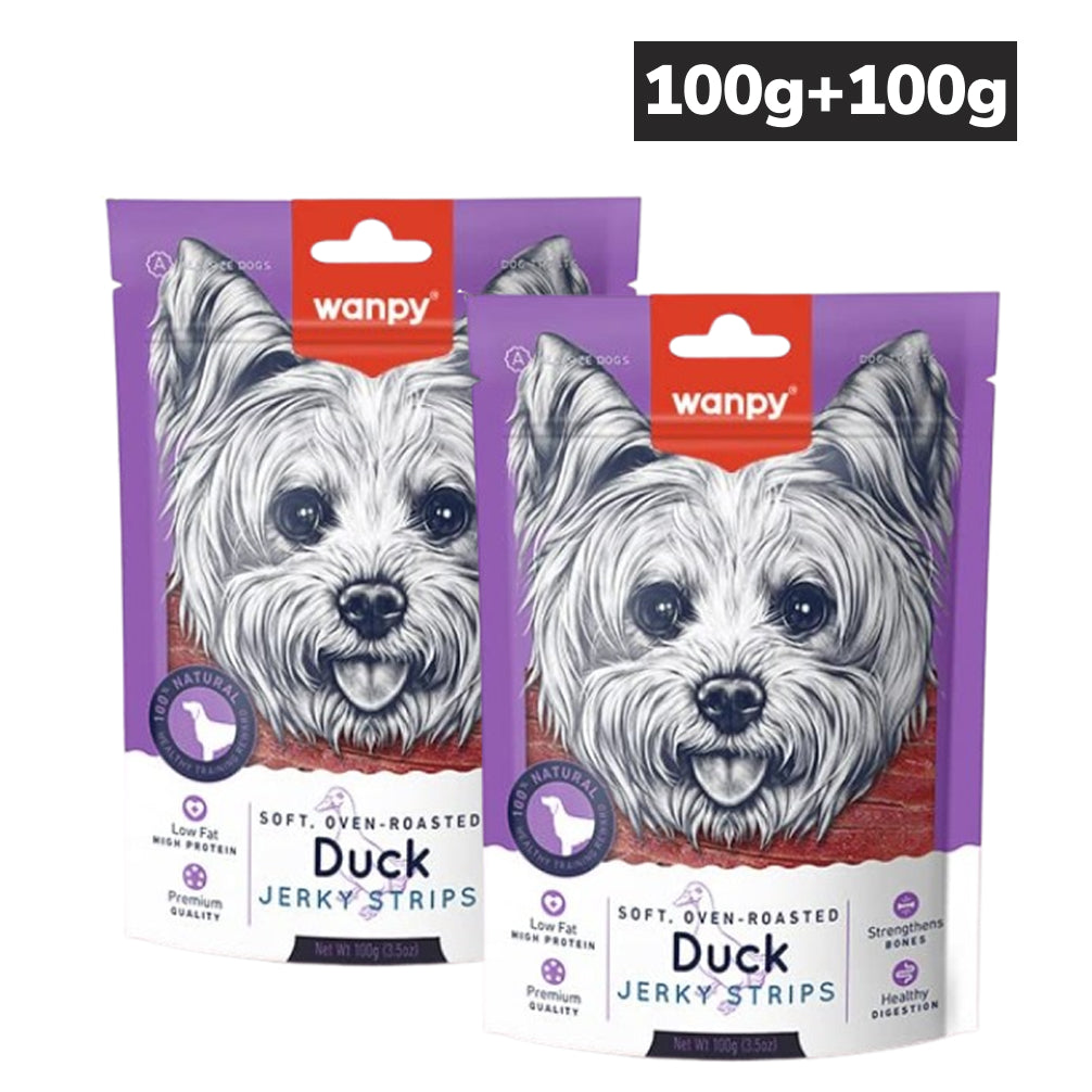 Wanpy Oven Roasted Soft Duck Jerky Strips Dog Treats (Buy 1 Get 1 Free)