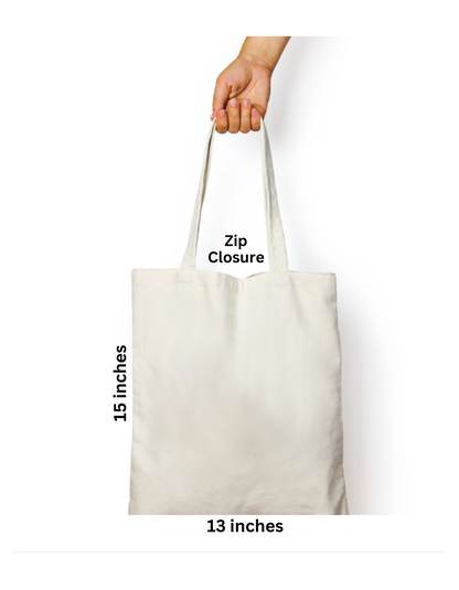 EverythingBoho Catitude Zipped Tote Bag (White)