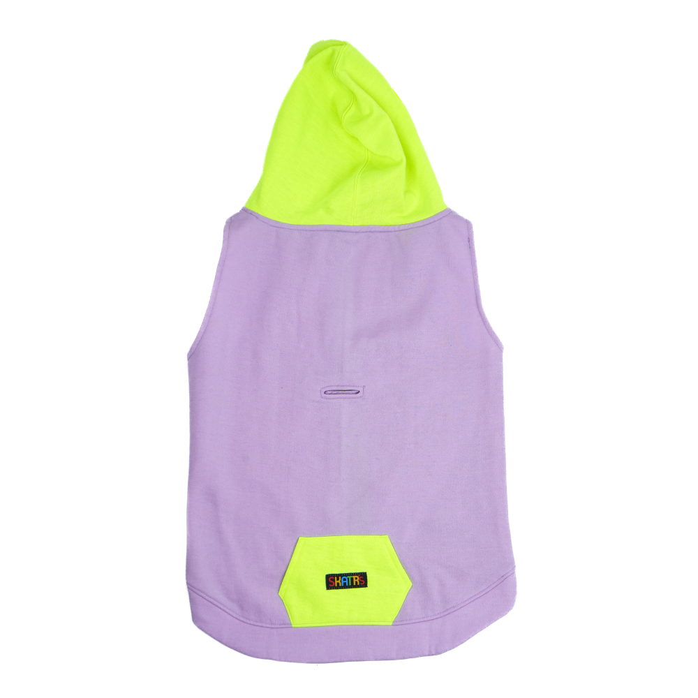 Skatrs Lilac Pop In-Style Hoodie For Dogs and Cats(Lilac & Neon Green)